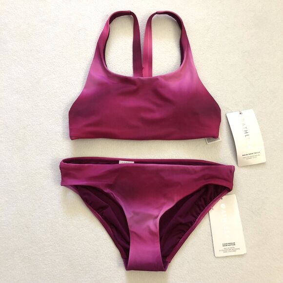 Athleta Other - NWT Athleta Surf Blur Fuchsia Malibu Bikini Top Clean Medium Printed Bottom XS